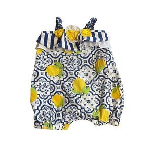 Counting Daisies baby girl blue/ yellow romper 9 months